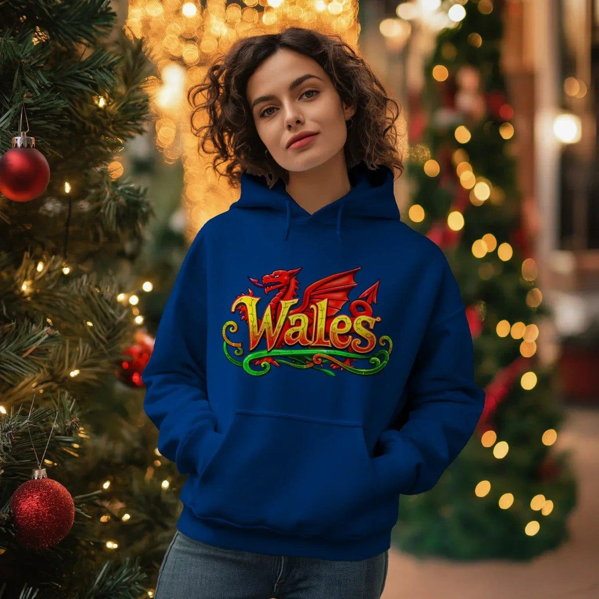 Welsh Dragon Hoodie - Ornate Fire Red Unisex Streetwear - Celtic Wolfwear