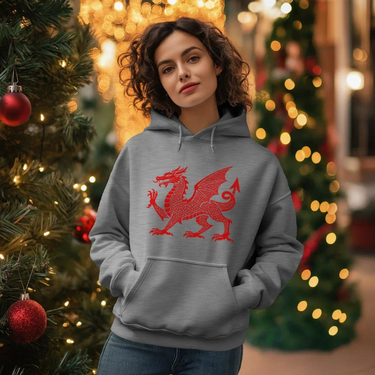 Welsh Dragon Hoodie - Red Heritage Emblem 2024, Unisex - Celtic Wolfwear