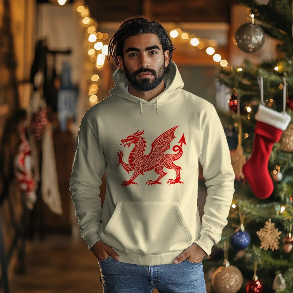 Welsh Dragon Hoodie - Red Heritage Emblem 2024, Unisex - Celtic Wolfwear