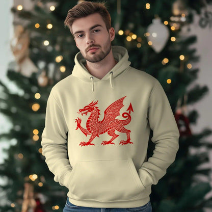 Welsh Dragon Hoodie - Red Heritage Emblem 2024, Unisex - Celtic Wolfwear