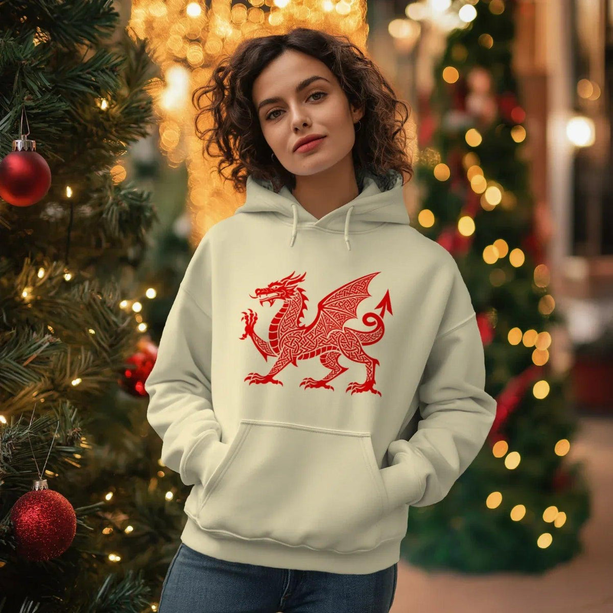 Welsh Dragon Hoodie - Red Heritage Emblem 2024, Unisex - Celtic Wolfwear