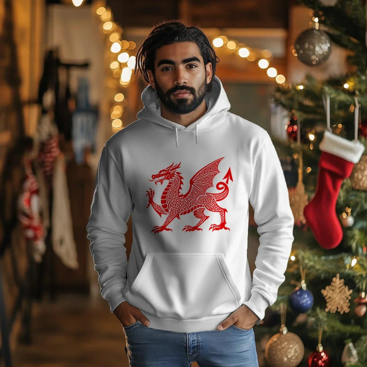 Welsh Dragon Hoodie - Red Heritage Emblem 2024, Unisex - Celtic Wolfwear