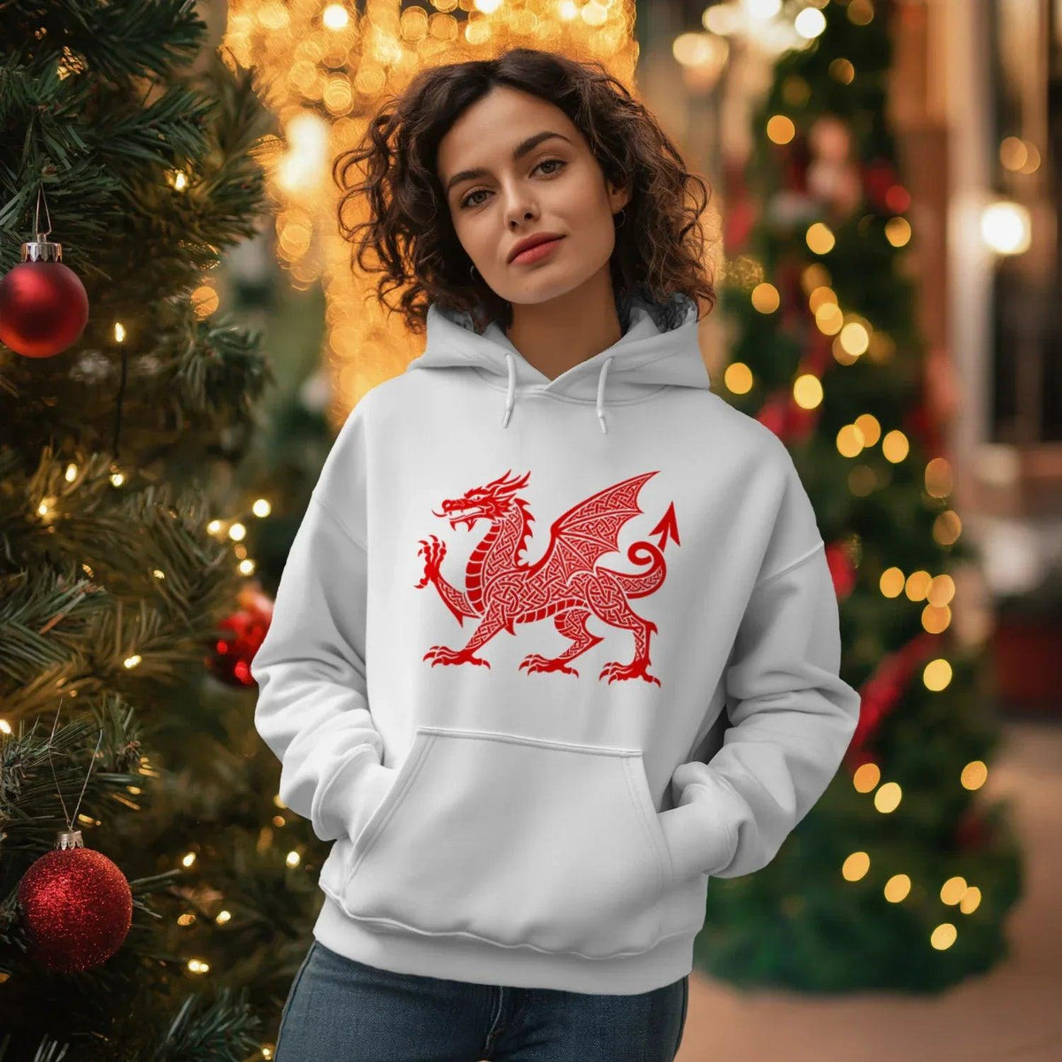Welsh Dragon Hoodie - Red Heritage Emblem 2024, Unisex - Celtic Wolfwear