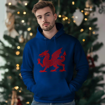Welsh Dragon Hoodie - Red Heritage Emblem 2024, Unisex - Celtic Wolfwear