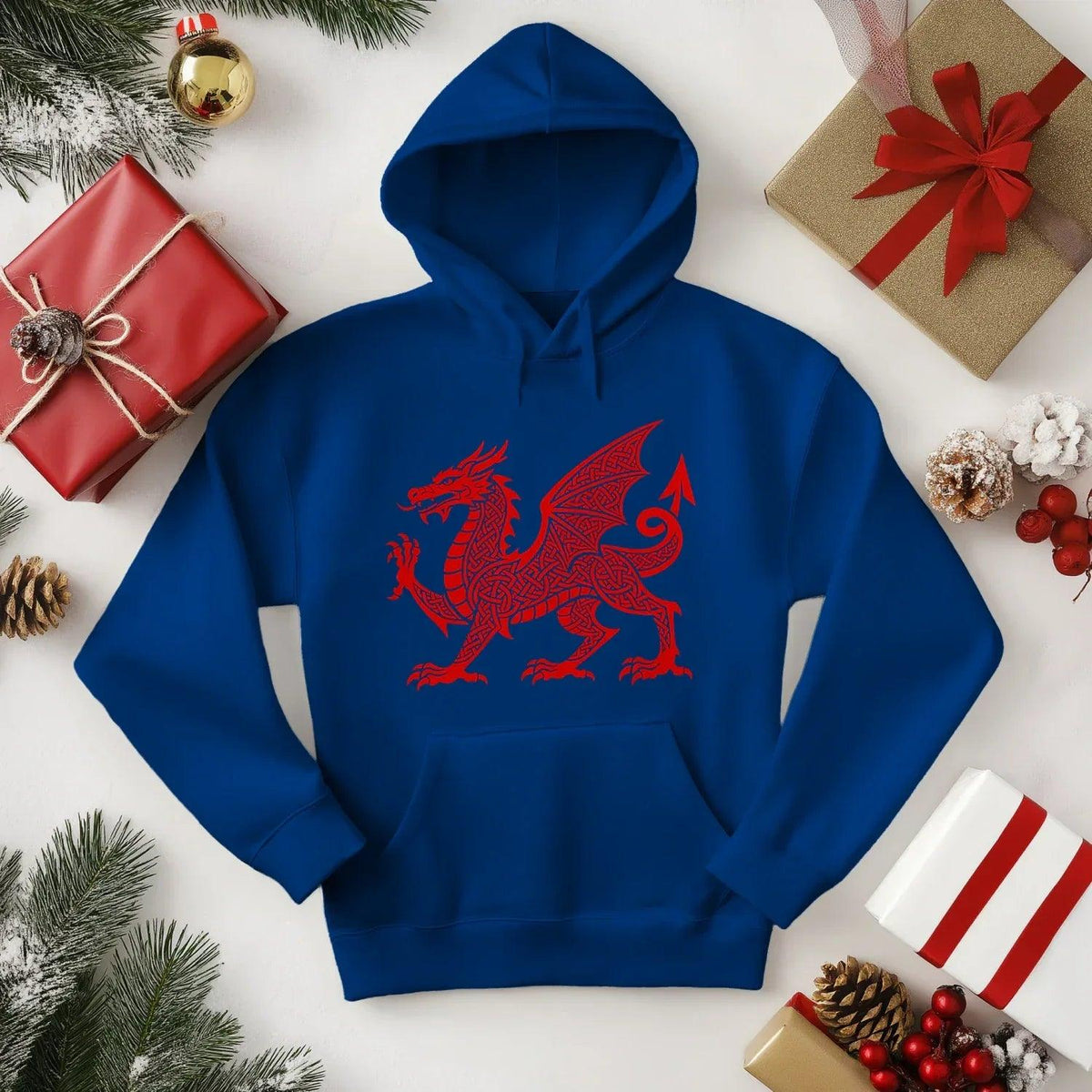 Welsh Dragon Hoodie - Red Heritage Emblem 2024, Unisex - Celtic Wolfwear