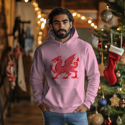 Welsh Dragon Hoodie - Red Heritage Emblem 2024, Unisex - Celtic Wolfwear