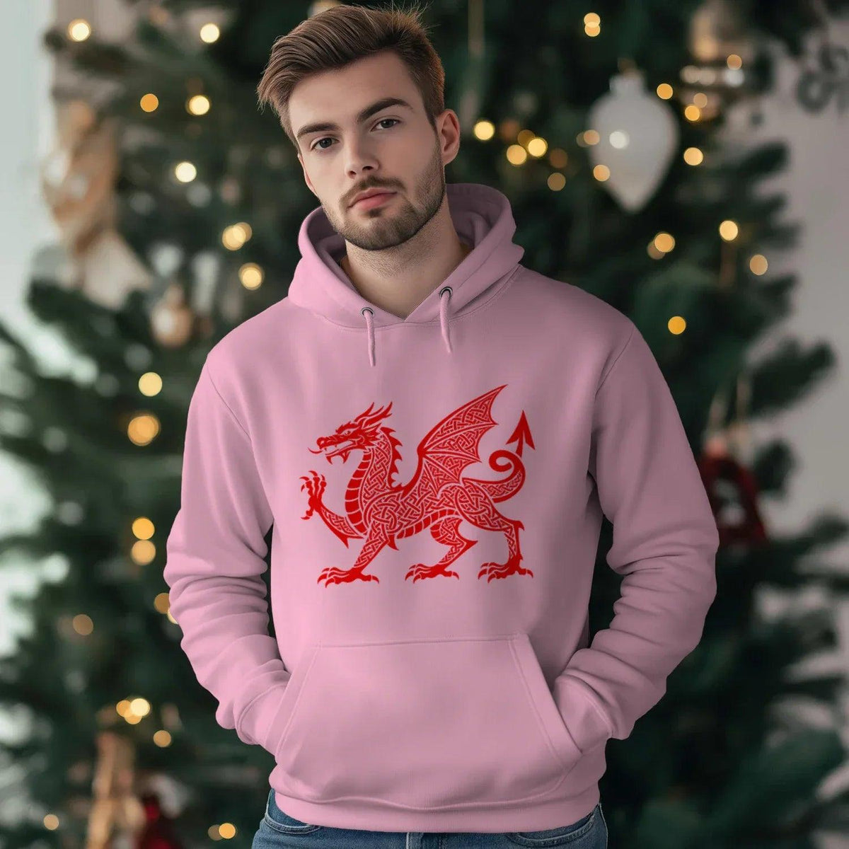 Welsh Dragon Hoodie - Red Heritage Emblem 2024, Unisex - Celtic Wolfwear