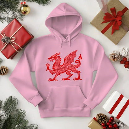 Welsh Dragon Hoodie - Red Heritage Emblem 2024, Unisex - Celtic Wolfwear