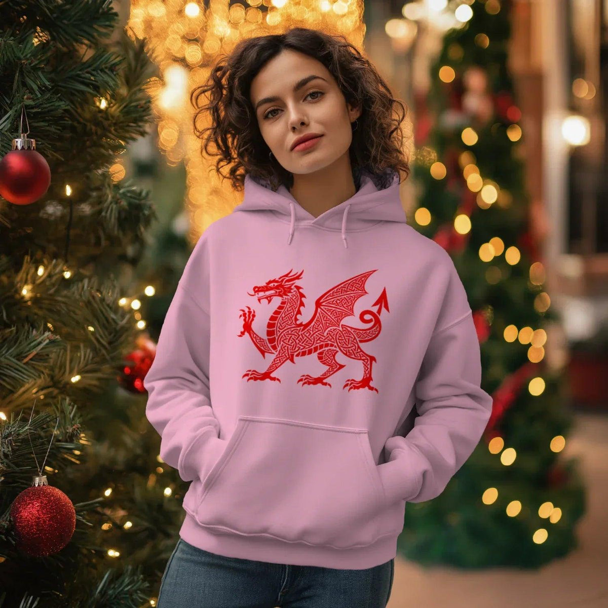 Welsh Dragon Hoodie - Red Heritage Emblem 2024, Unisex - Celtic Wolfwear