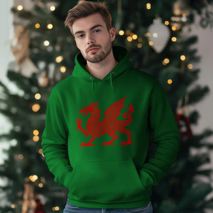 Welsh Dragon Hoodie - Red Heritage Emblem 2024, Unisex - Celtic Wolfwear