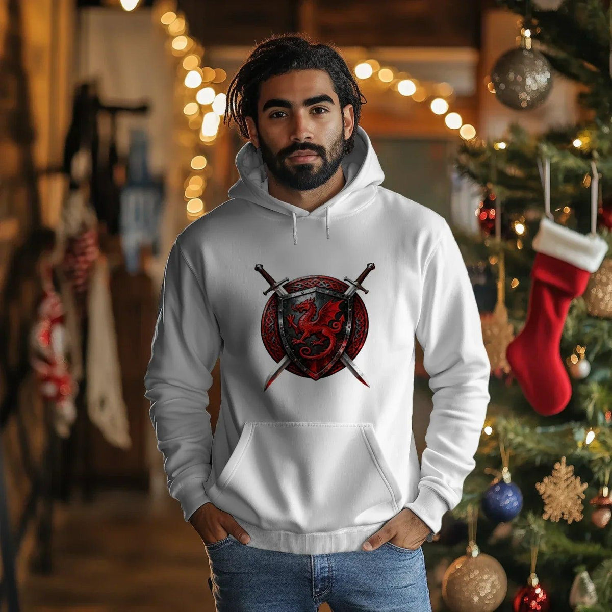 Welsh Dragon Hoodie - Warrior Combat Street, Unisex - Celtic Wolfwear