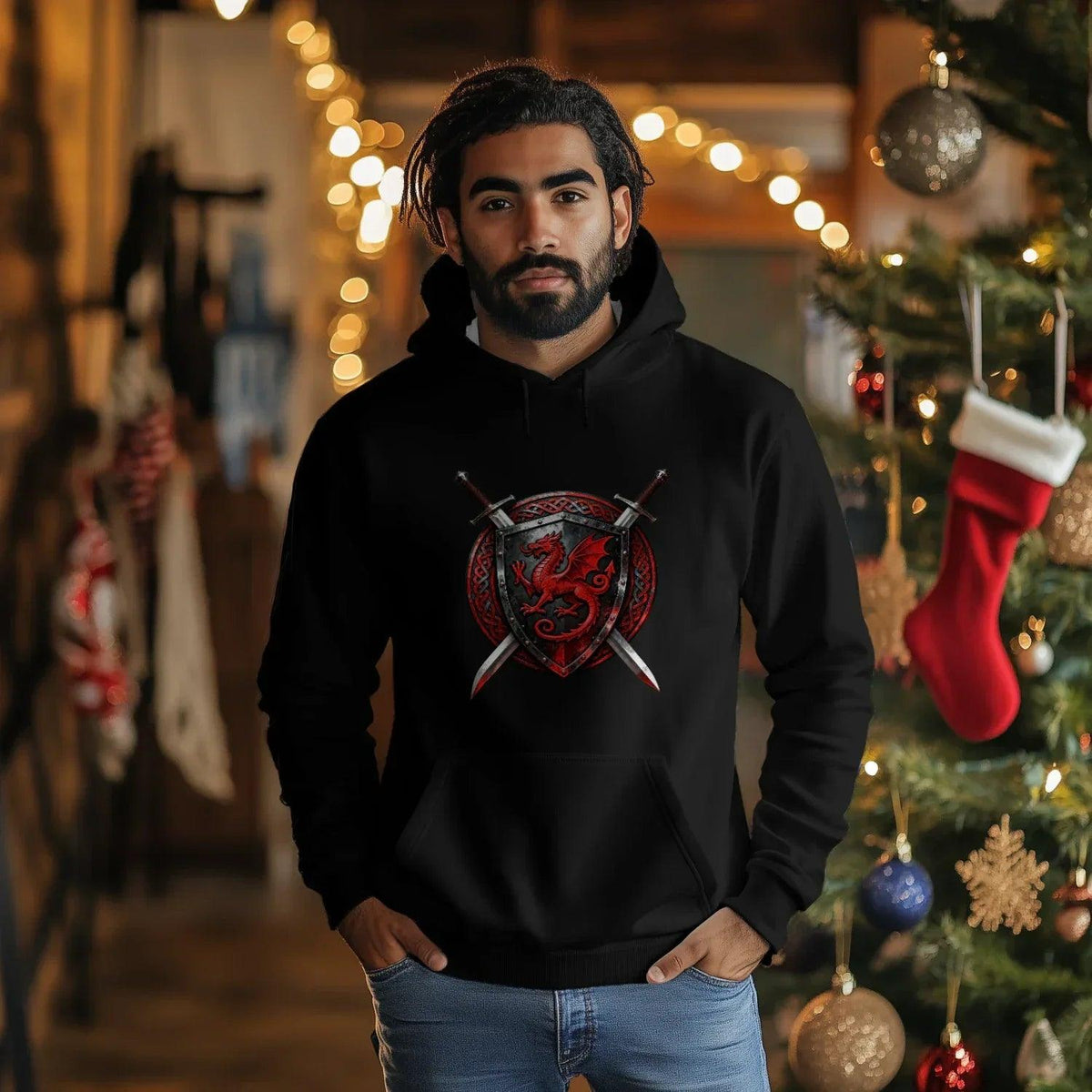 Welsh Dragon Hoodie - Warrior Combat Street, Unisex - Celtic Wolfwear
