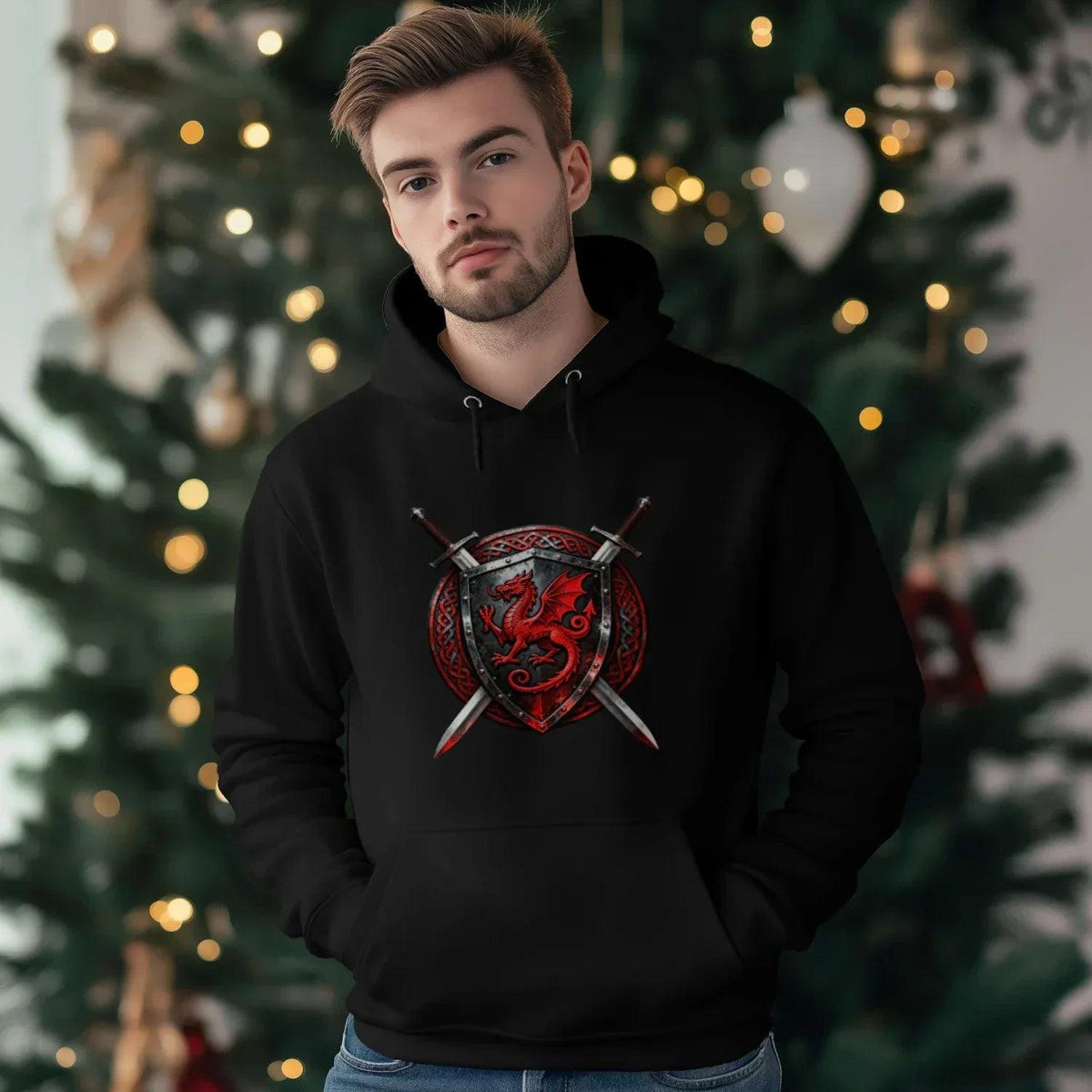 Welsh Dragon Hoodie - Warrior Combat Street, Unisex - Celtic Wolfwear