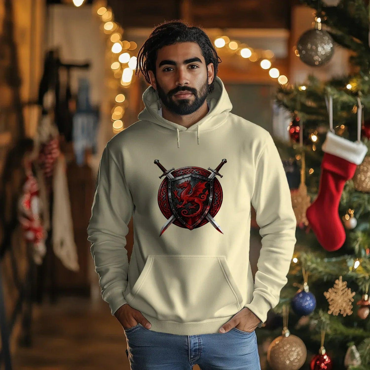 Welsh Dragon Hoodie - Warrior Combat Street, Unisex - Celtic Wolfwear