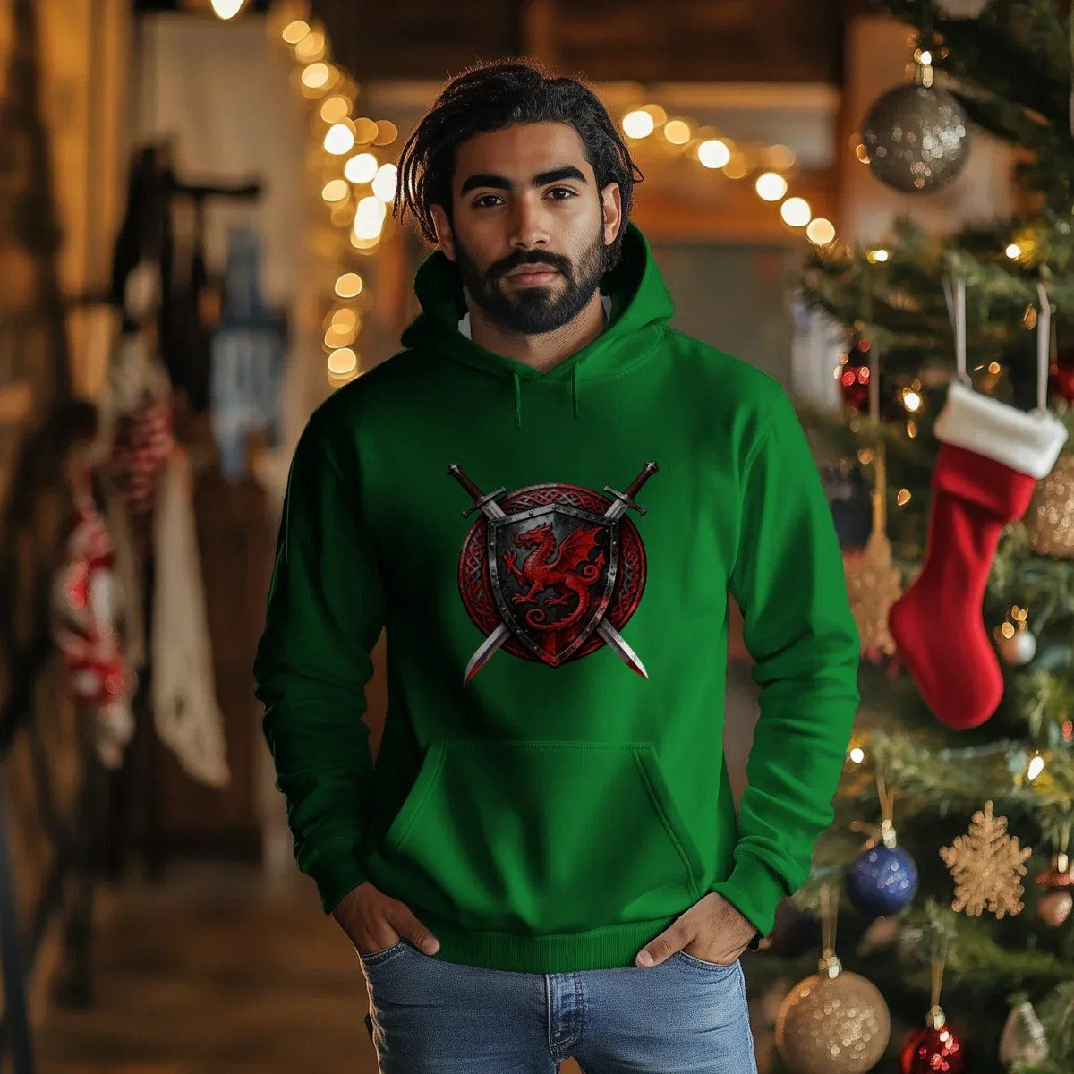 Welsh Dragon Hoodie - Warrior Combat Street, Unisex - Celtic Wolfwear