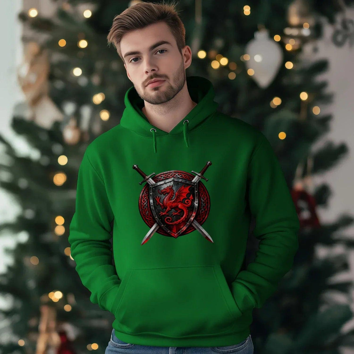 Welsh Dragon Hoodie - Warrior Combat Street, Unisex - Celtic Wolfwear