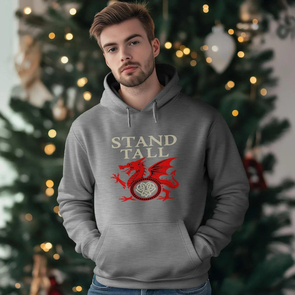 Welsh Dragon Hoodie - XL Wolf Stand Tall Unisex Streetwear - Celtic Wolfwear