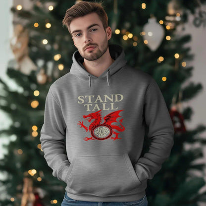 Welsh Dragon Hoodie - XL Wolf Stand Tall Unisex Streetwear - Celtic Wolfwear