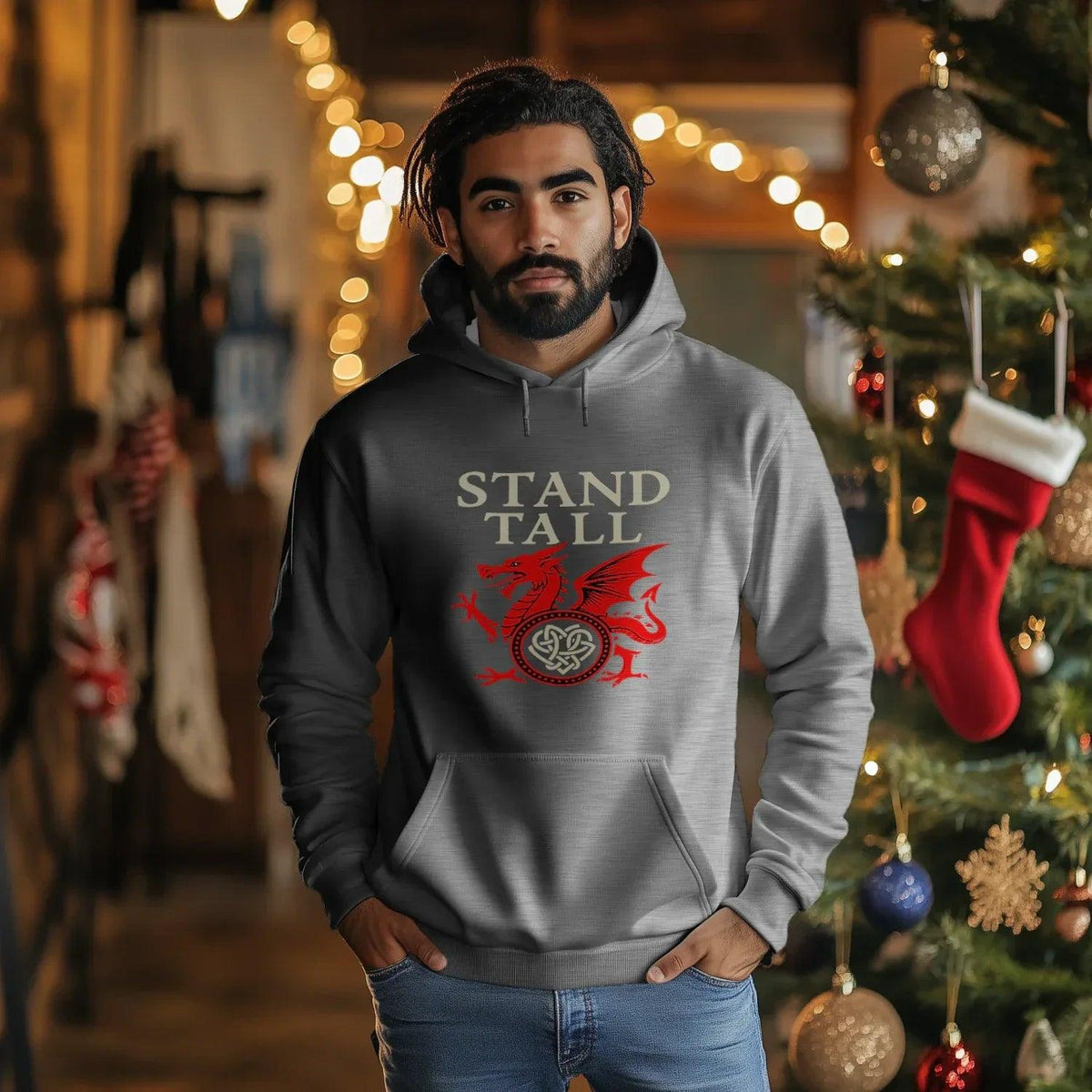 Welsh Dragon Hoodie - XL Wolf Stand Tall Unisex Streetwear - Celtic Wolfwear