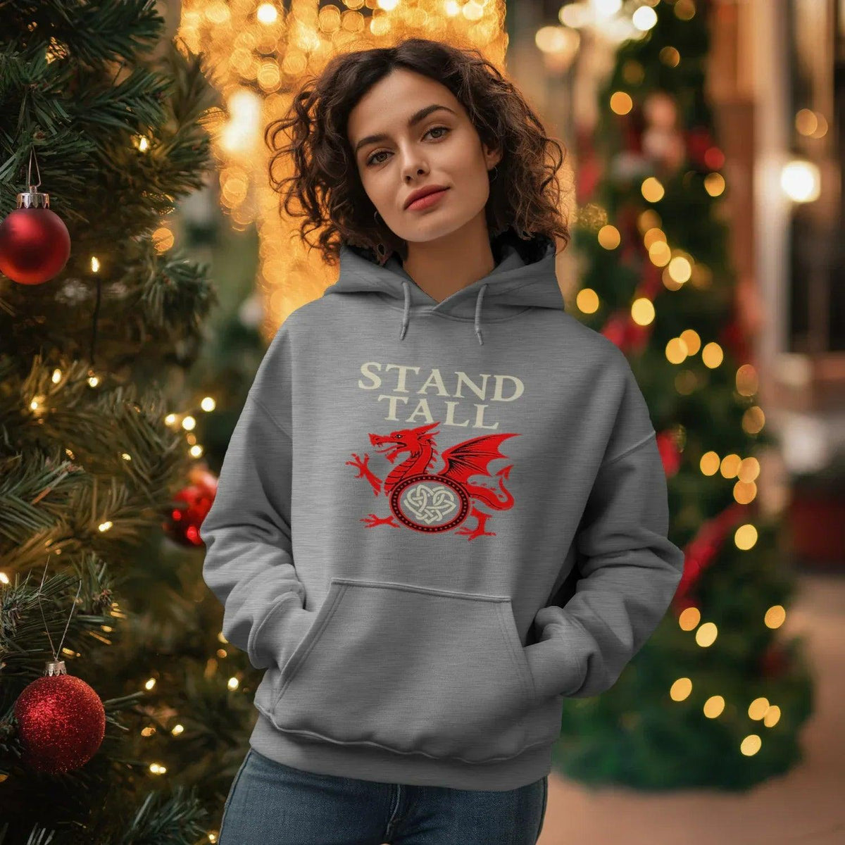 Welsh Dragon Hoodie - XL Wolf Stand Tall Unisex Streetwear - Celtic Wolfwear