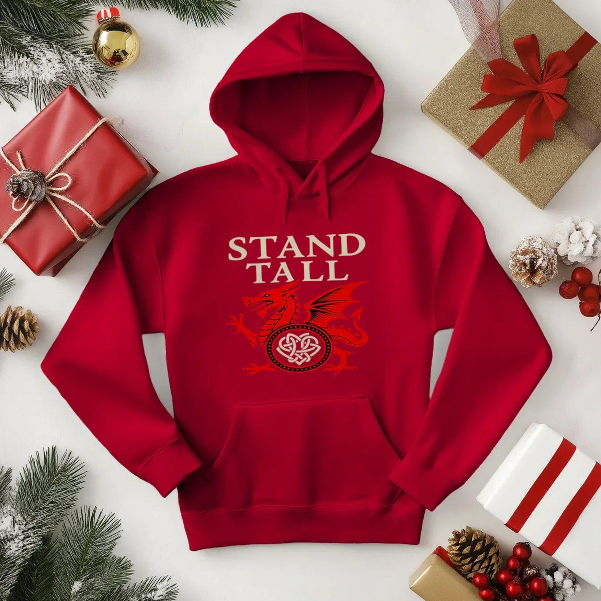 Welsh Dragon Hoodie - XL Wolf Stand Tall Unisex Streetwear - Celtic Wolfwear