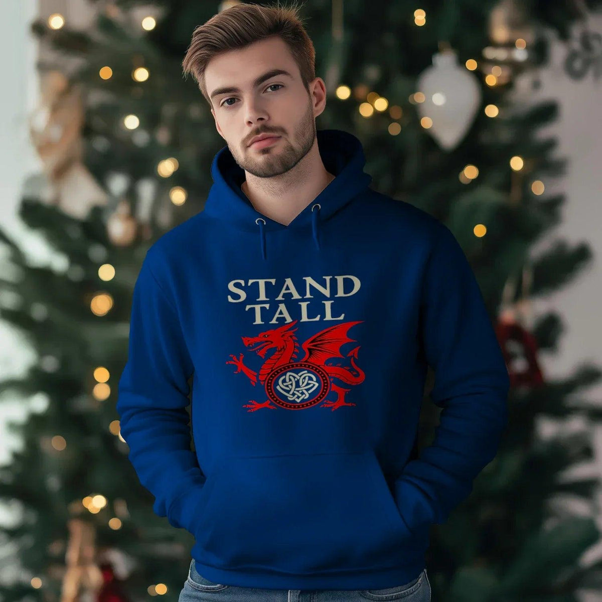 Welsh Dragon Hoodie - XL Wolf Stand Tall Unisex Streetwear - Celtic Wolfwear