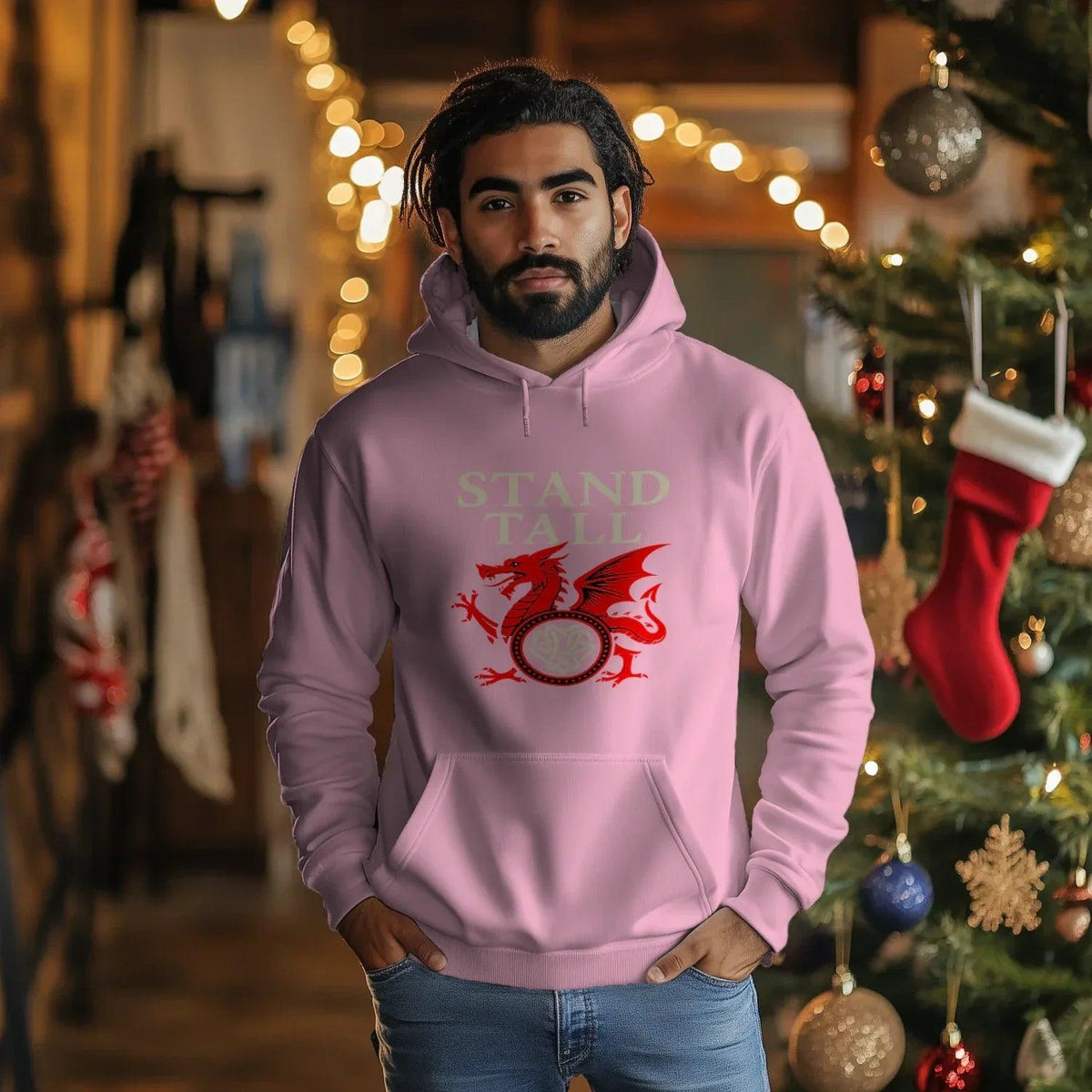 Welsh Dragon Hoodie - XL Wolf Stand Tall Unisex Streetwear - Celtic Wolfwear