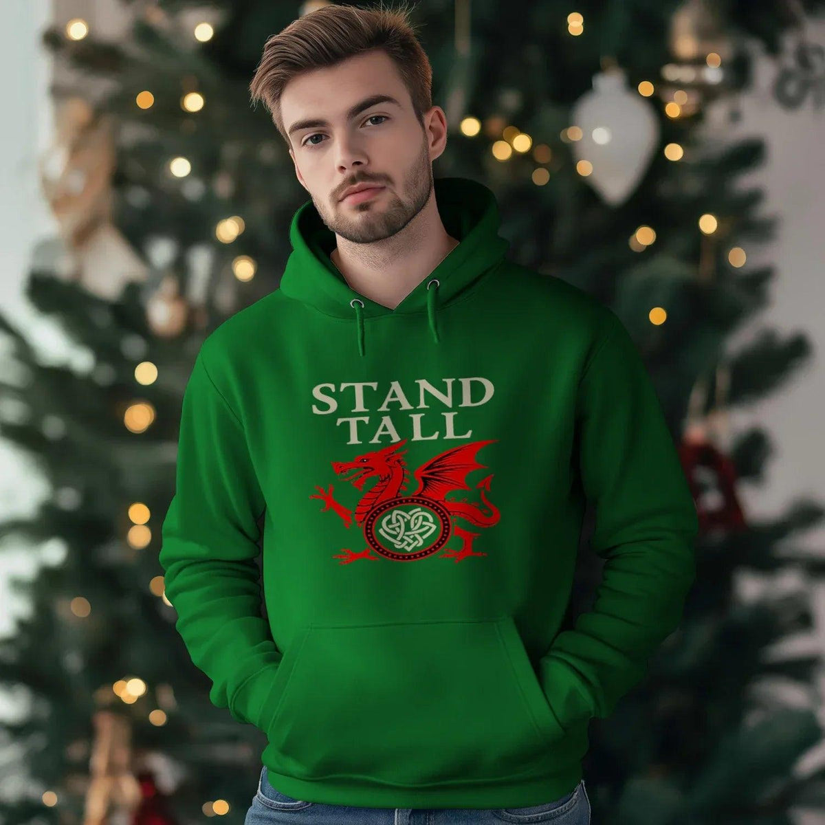 Welsh Dragon Hoodie - XL Wolf Stand Tall Unisex Streetwear - Celtic Wolfwear