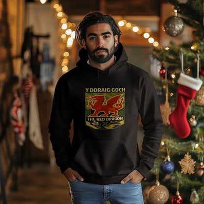 Welsh Dragon Hoodie - Y Ddraig Goch Crest Unisex Streetwear - Celtic Wolfwear