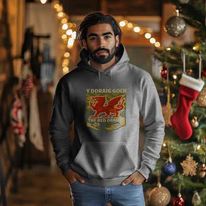 Welsh Dragon Hoodie - Y Ddraig Goch Crest Unisex Streetwear - Celtic Wolfwear
