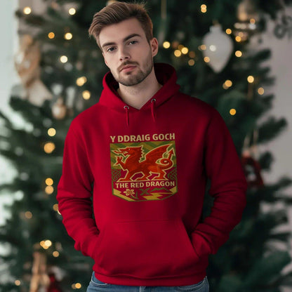 Welsh Dragon Hoodie - Y Ddraig Goch Crest Unisex Streetwear - Celtic Wolfwear