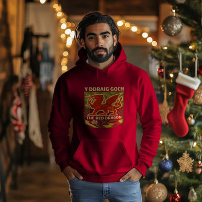 Welsh Dragon Hoodie - Y Ddraig Goch Crest Unisex Streetwear - Celtic Wolfwear