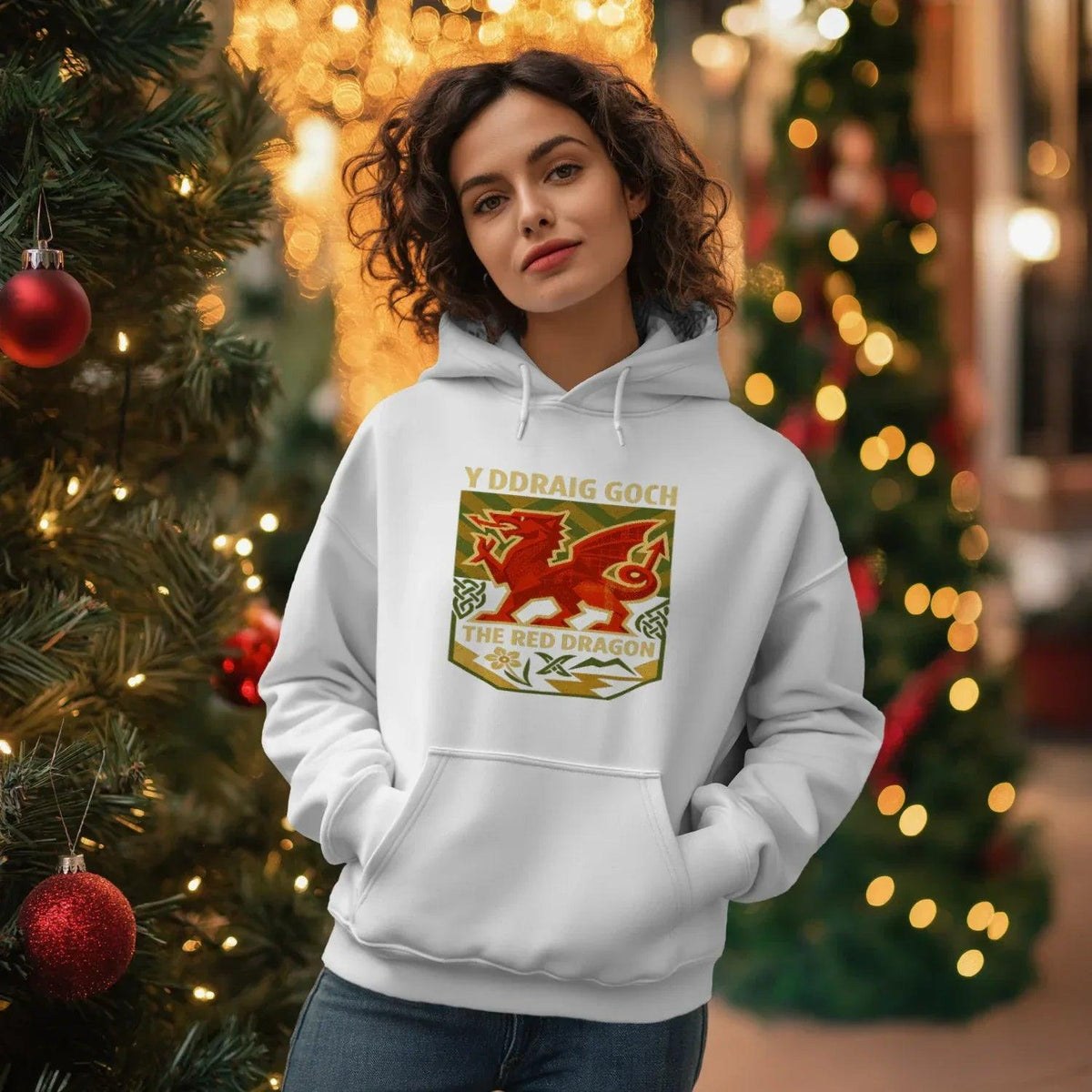 Welsh Dragon Hoodie - Y Ddraig Goch Crest Unisex Streetwear - Celtic Wolfwear
