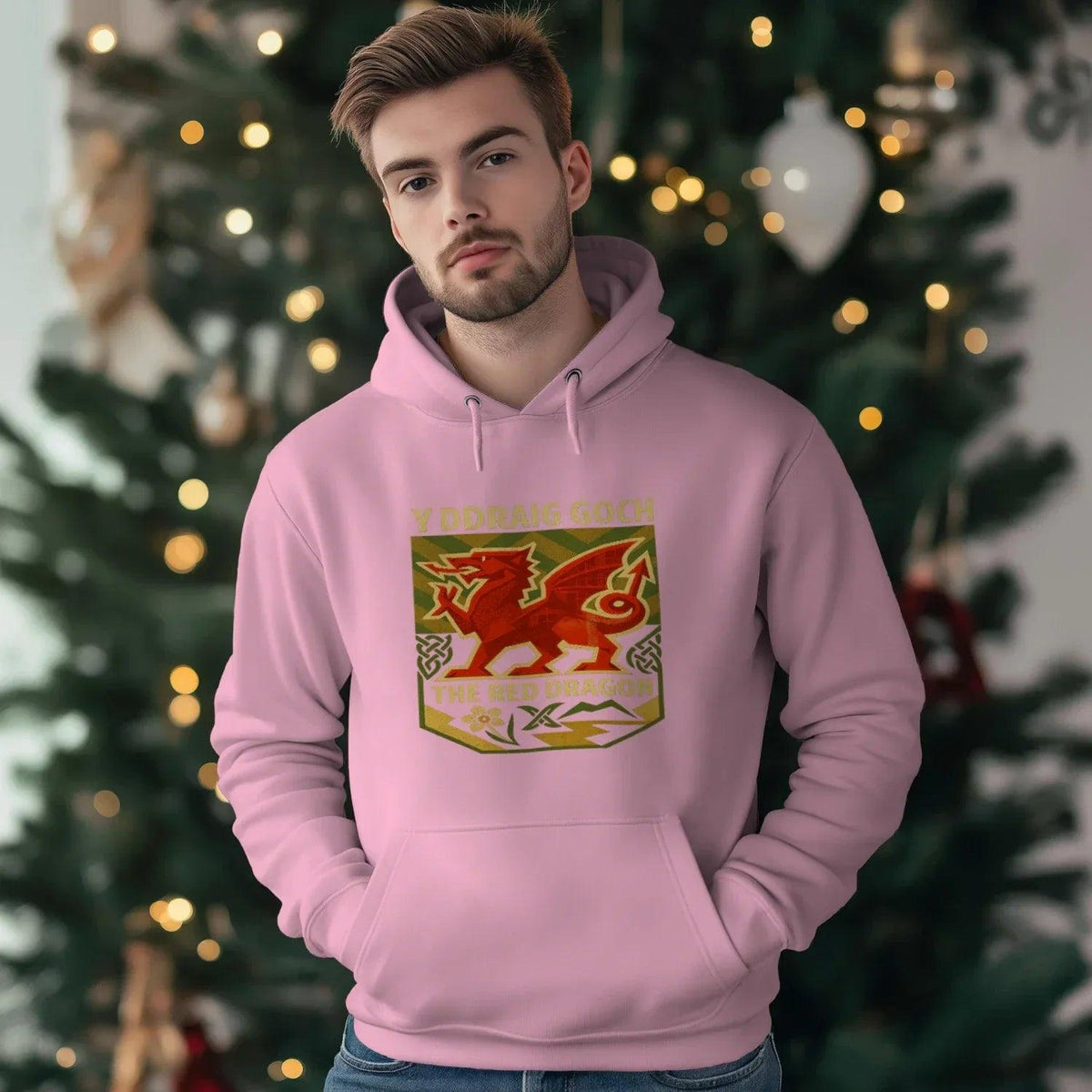Welsh Dragon Hoodie - Y Ddraig Goch Crest Unisex Streetwear - Celtic Wolfwear