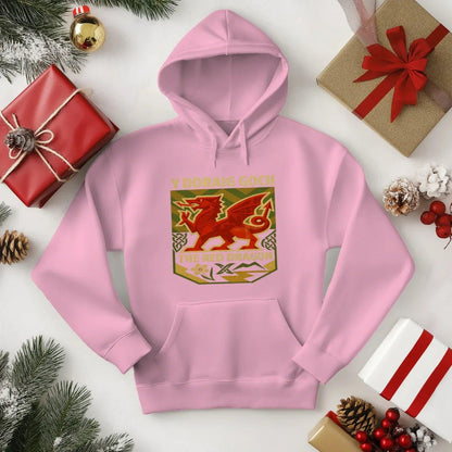 Welsh Dragon Hoodie - Y Ddraig Goch Crest Unisex Streetwear - Celtic Wolfwear