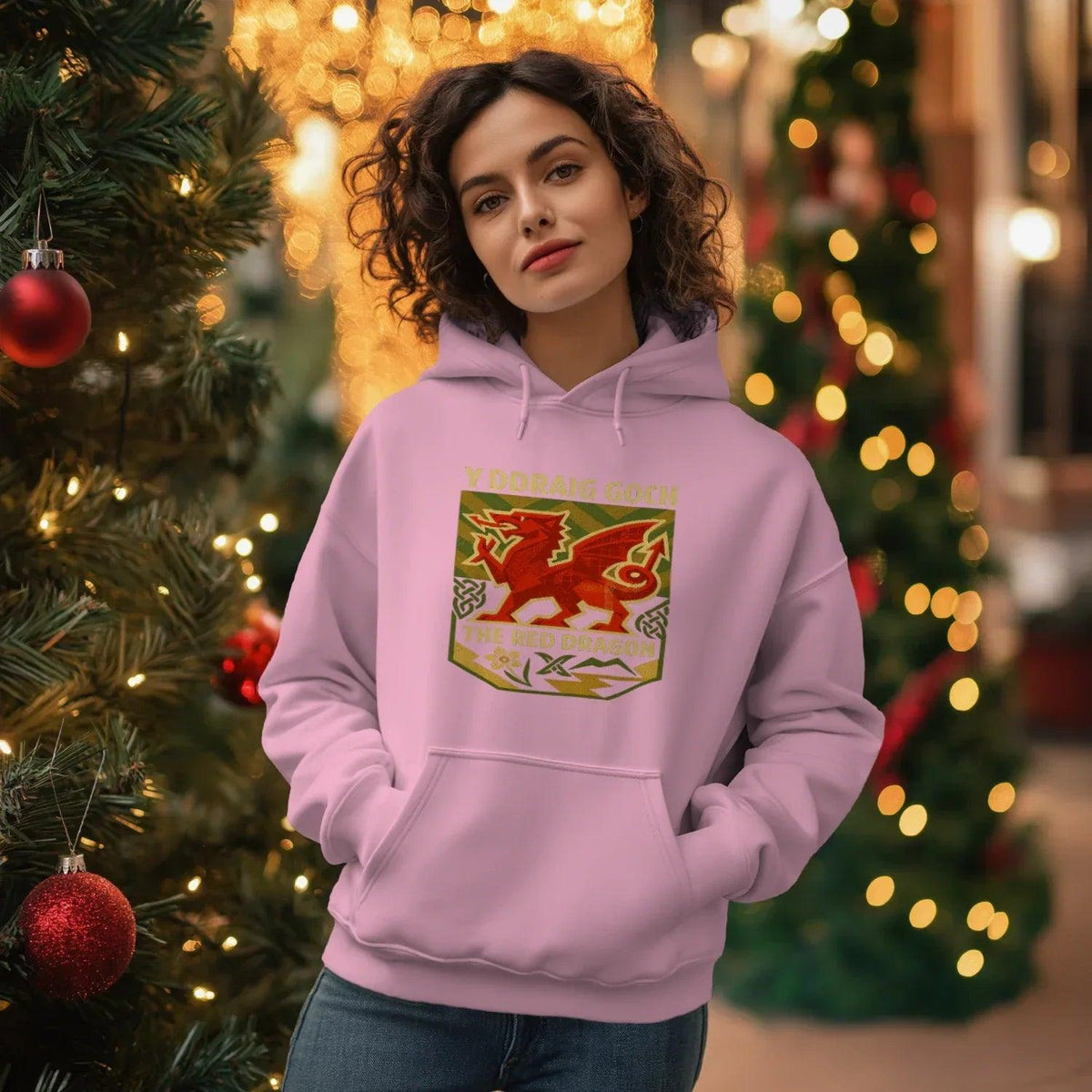 Welsh Dragon Hoodie - Y Ddraig Goch Crest Unisex Streetwear - Celtic Wolfwear