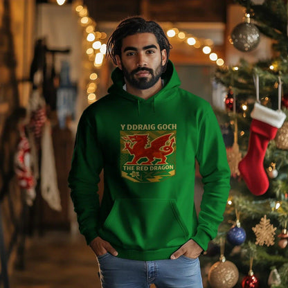 Welsh Dragon Hoodie - Y Ddraig Goch Crest Unisex Streetwear - Celtic Wolfwear