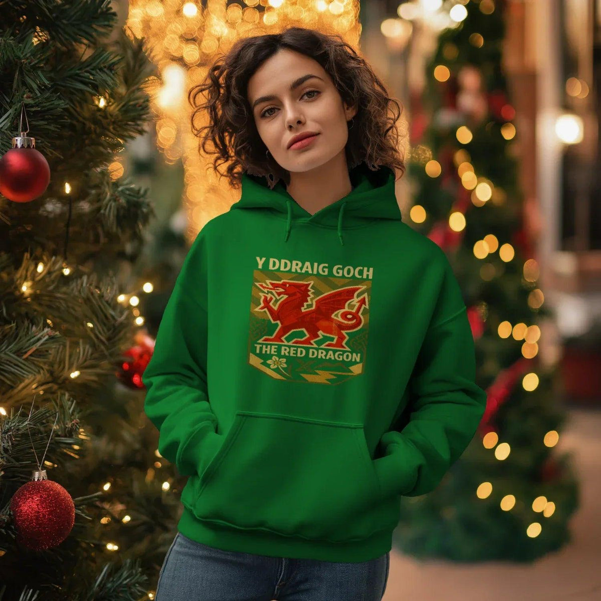 Welsh Dragon Hoodie - Y Ddraig Goch Crest Unisex Streetwear - Celtic Wolfwear