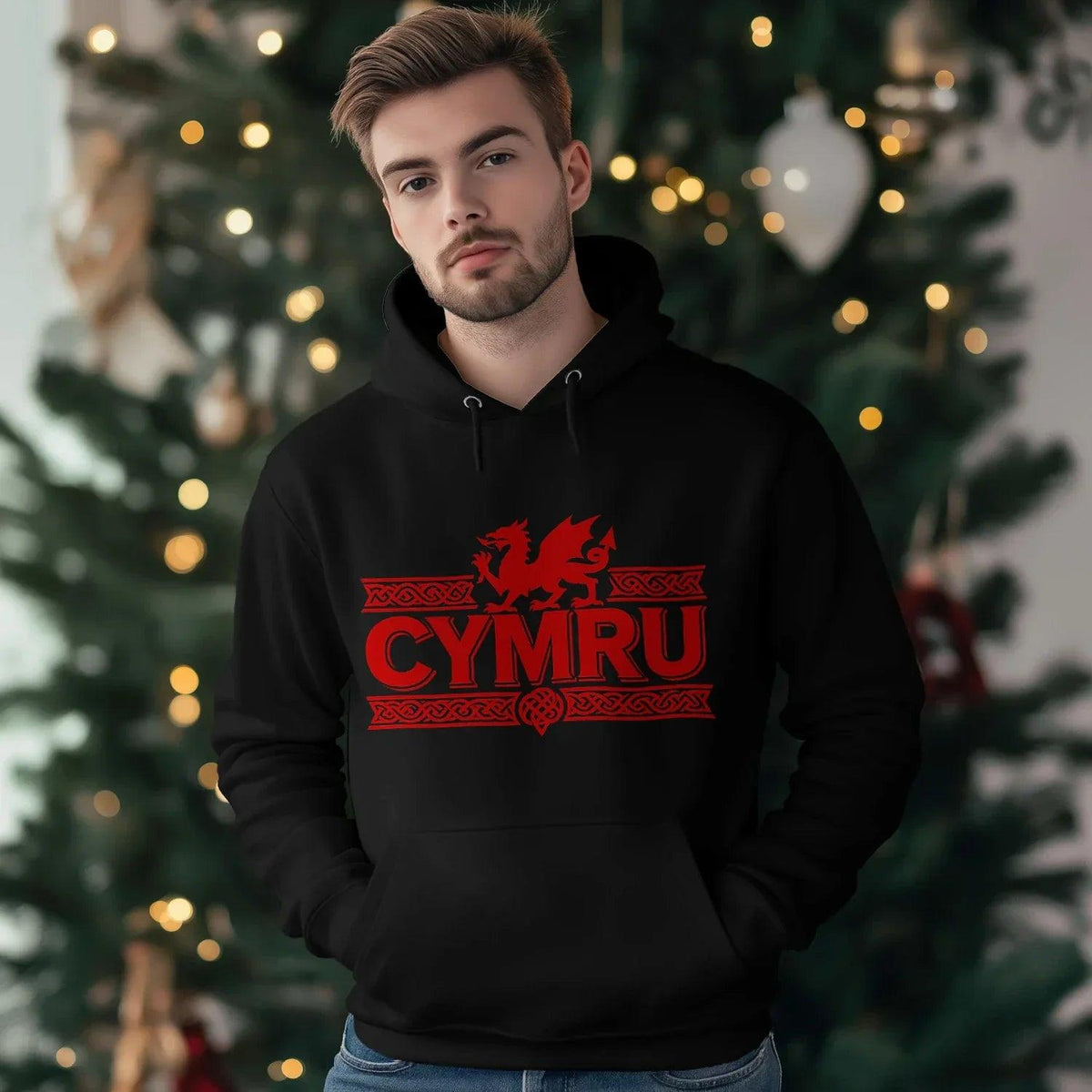 Welsh Dragon Hoodie - Yellow Heritage Unisex Streetwear - Celtic Wolfwear