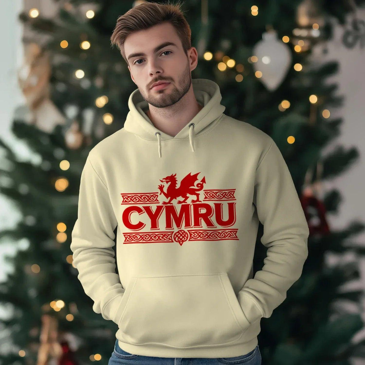 Welsh Dragon Hoodie - Yellow Heritage Unisex Streetwear - Celtic Wolfwear