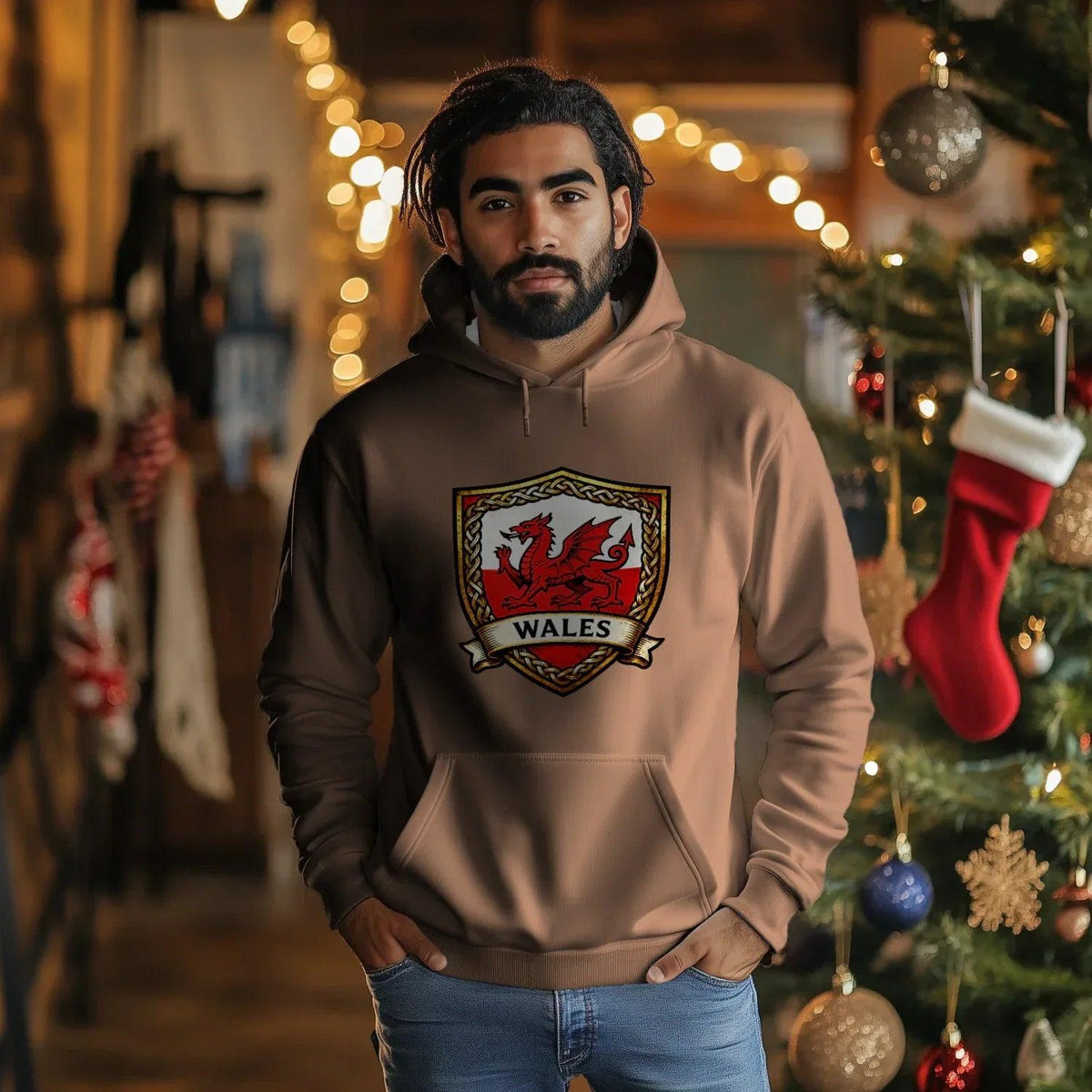 Welsh Dragon Shield Hoodie – Heritage Badge Pullover - Celtic Wolfwear