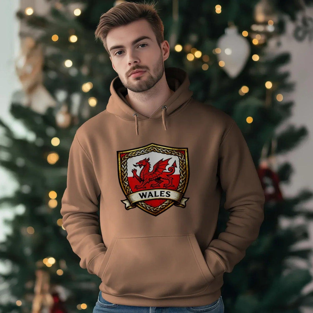 Welsh Dragon Shield Hoodie – Heritage Badge Pullover - Celtic Wolfwear