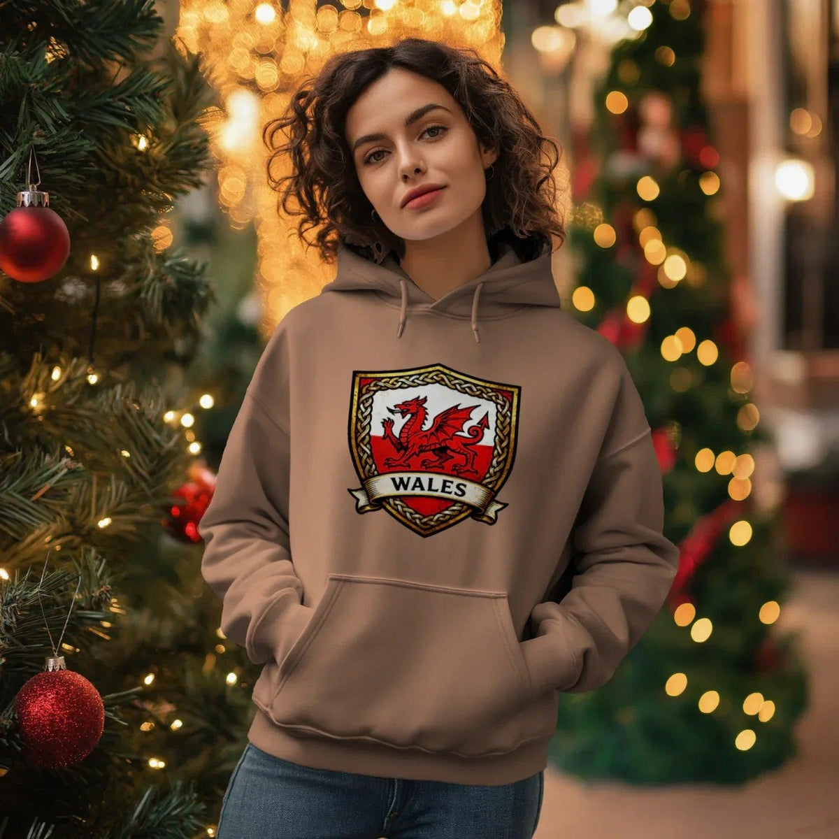 Welsh Dragon Shield Hoodie – Heritage Badge Pullover - Celtic Wolfwear