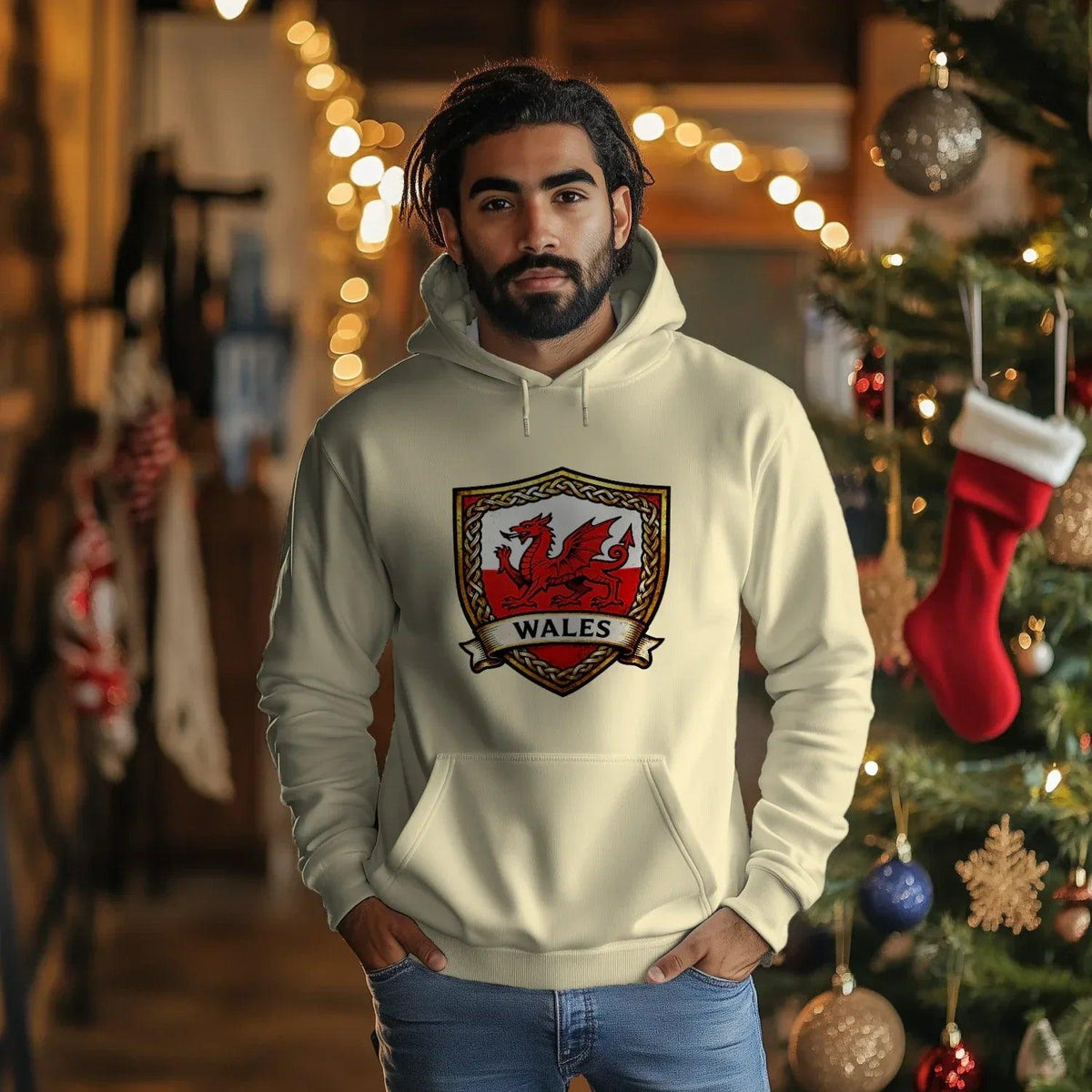Welsh Dragon Shield Hoodie – Heritage Badge Pullover - Celtic Wolfwear