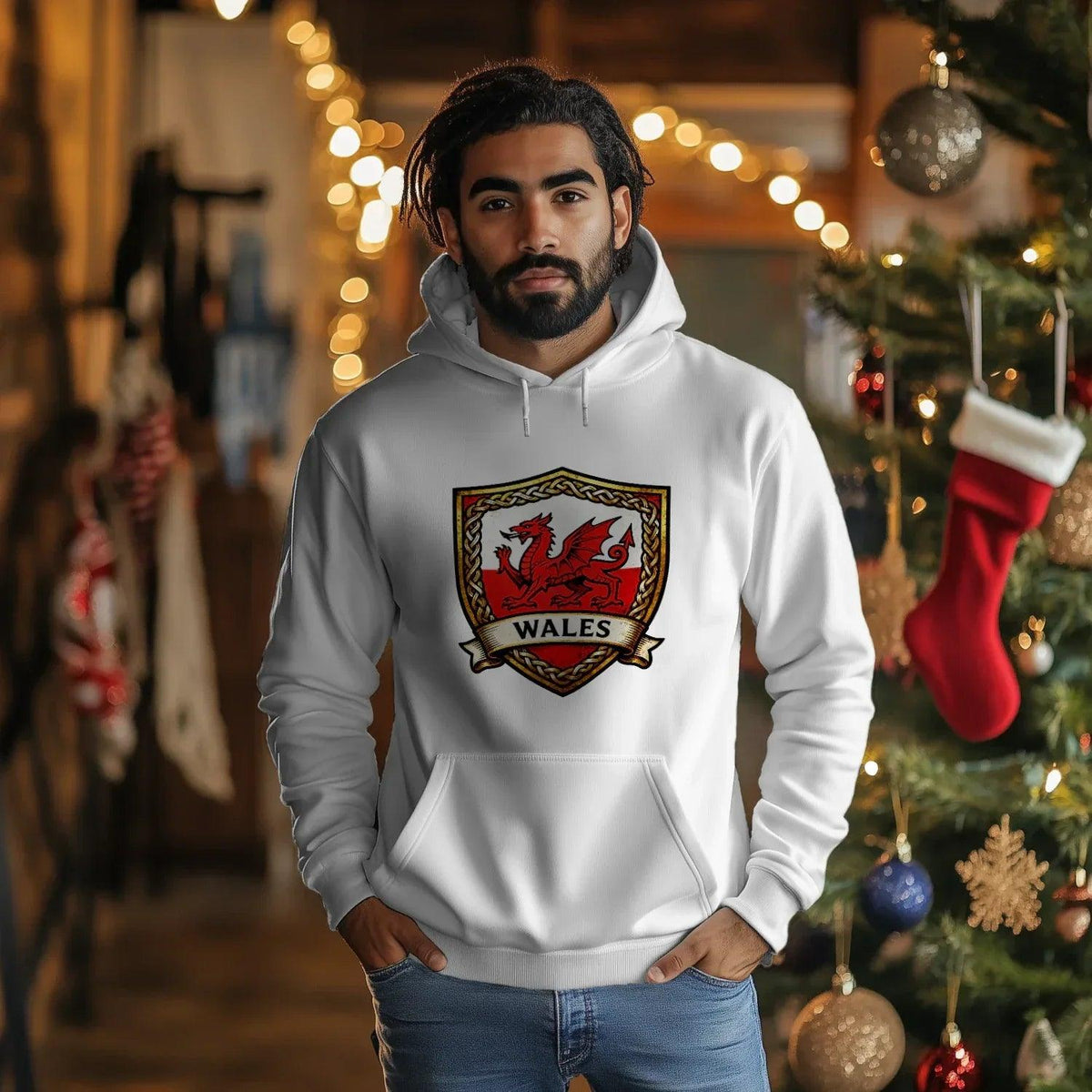 Welsh Dragon Shield Hoodie – Heritage Badge Pullover - Celtic Wolfwear