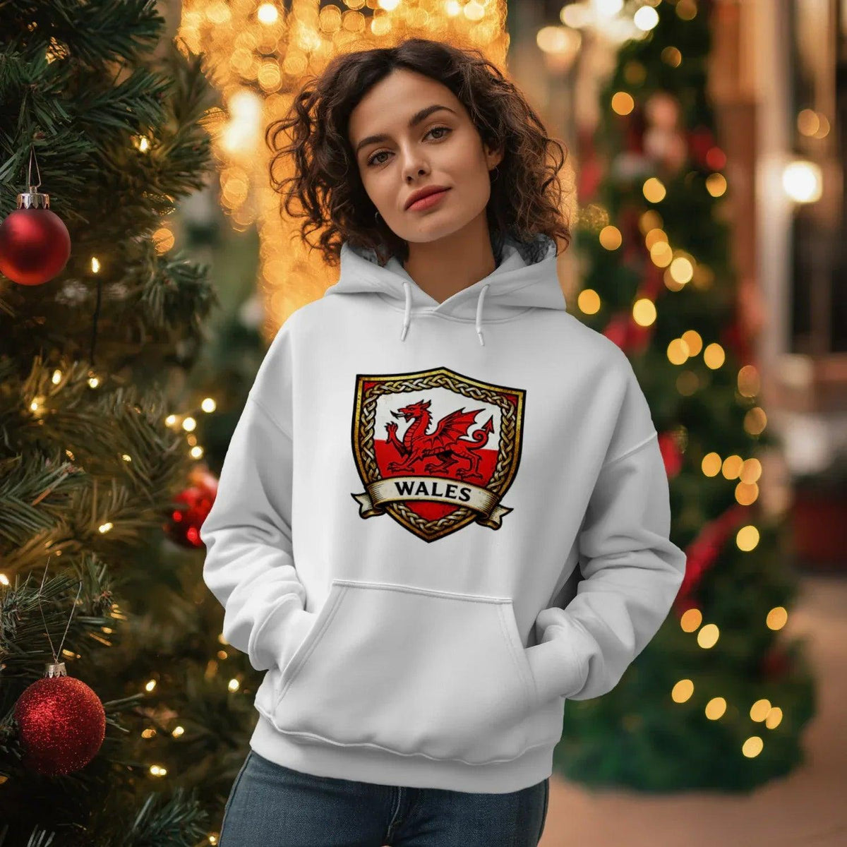 Welsh Dragon Shield Hoodie – Heritage Badge Pullover - Celtic Wolfwear