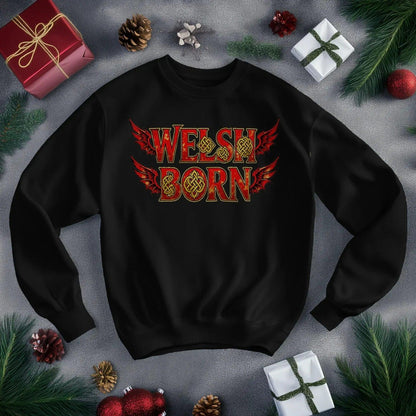 Welsh Dragon Sweatshirt - Born Heritage Wings, Unisex - Celtic Wolfwear
