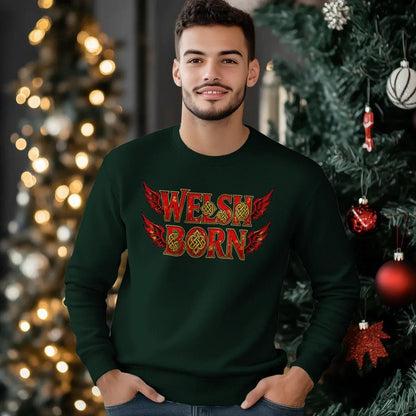 Welsh Dragon Sweatshirt - Born Heritage Wings, Unisex - Celtic Wolfwear