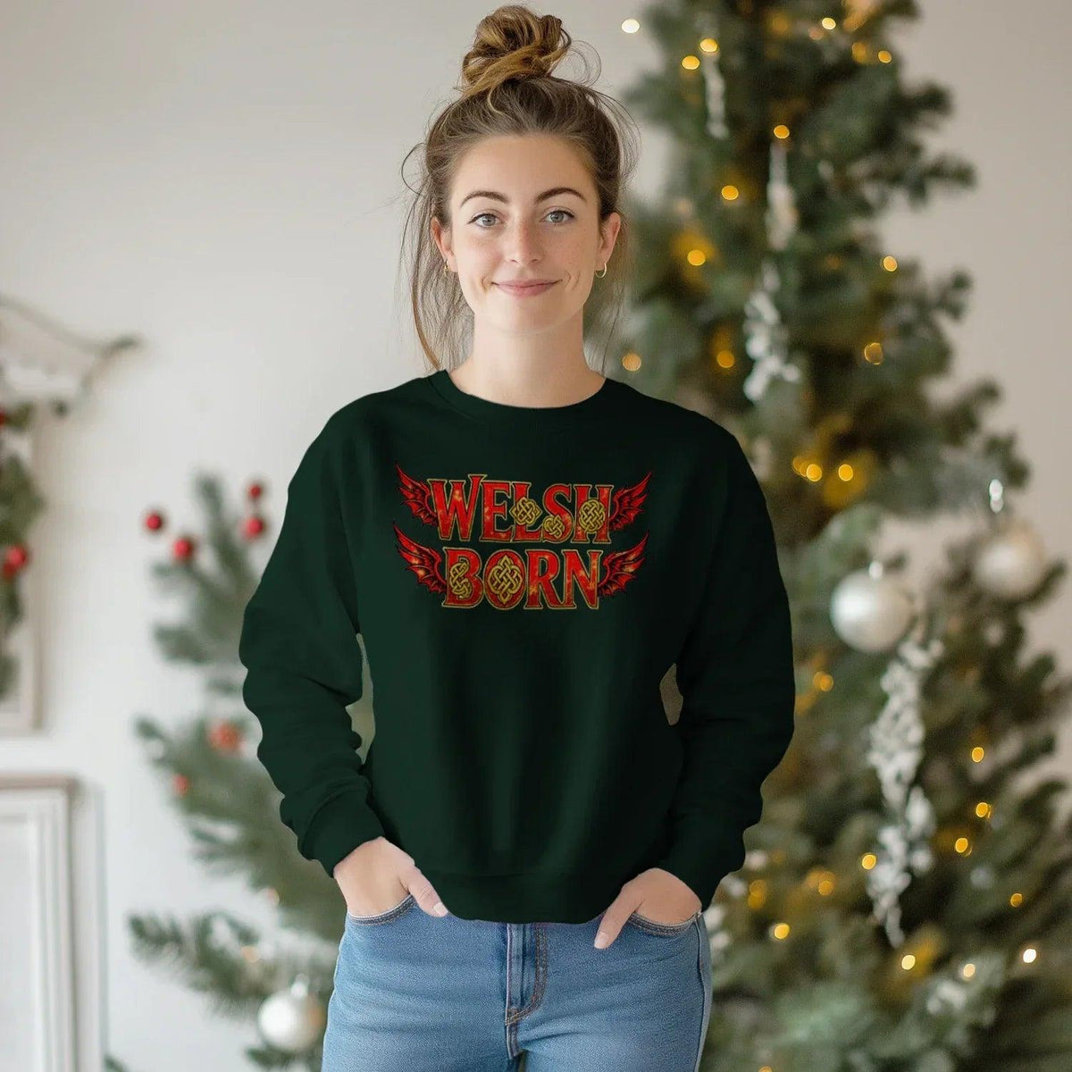 Welsh Dragon Sweatshirt - Born Heritage Wings, Unisex - Celtic Wolfwear