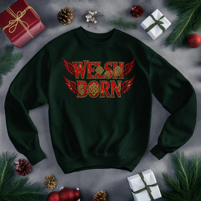Welsh Dragon Sweatshirt - Born Heritage Wings, Unisex - Celtic Wolfwear